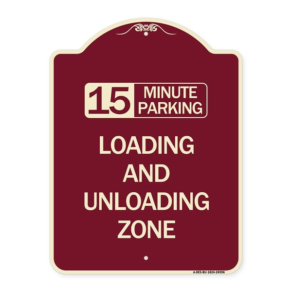 15 Minute Parking Loading and Unloading Zone Heavy-Gauge Aluminum Sign, 24" x 18", BU-1824-24596